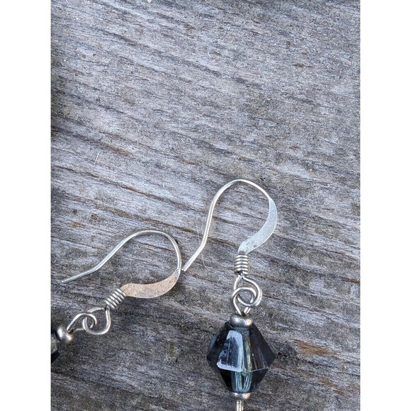 Vintage Blue Crystal Heart Earrings - Picture 6 of 8